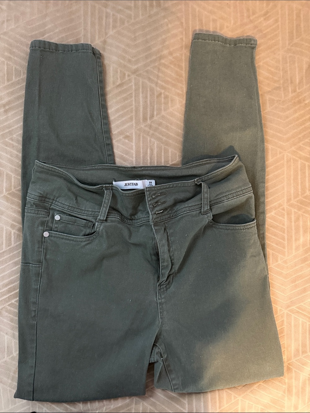 JustFab Dark Olive Green Women's Skinny Jeans
